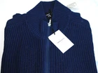 GRAN SASSO COTTON SWEATER RIB BLUE 270.00 CART. GS-B2A2 TG 52 WOLF ZIP