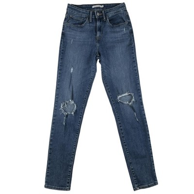 Levis 721 High Rise Skinny Jeans Womens 26x28 Medium Wash Distressed Stretch
