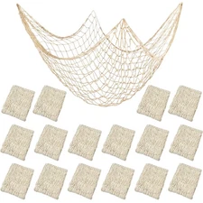 16 Pieces Natural Fish Net Decoration 80" x 40", Wall Hanging Cotton Fishnet ...