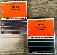 Set Massey Ferguson 65 Tractor Service Repair Manual Parts Catalog Shop Book