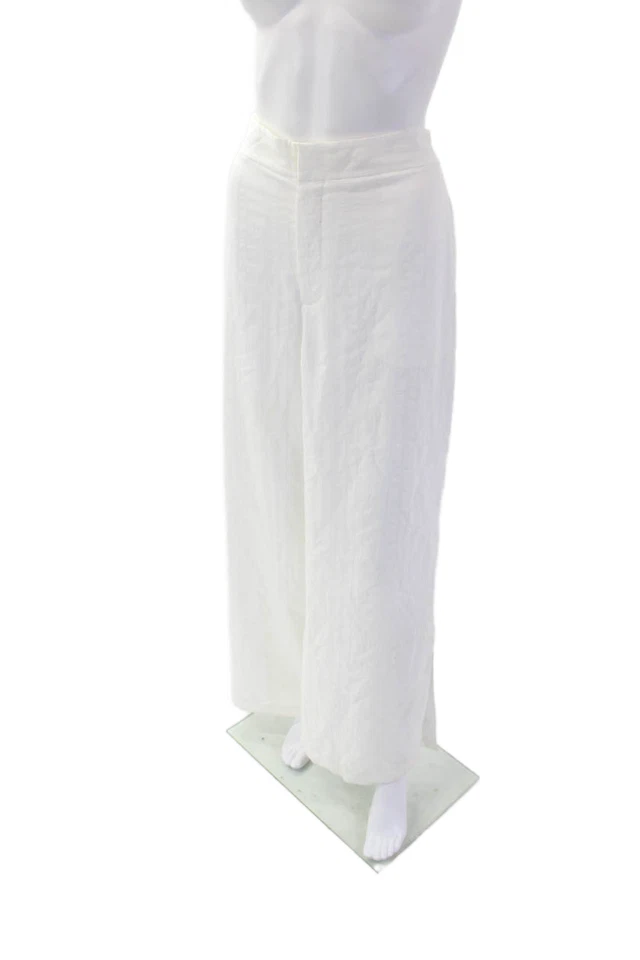 Pantalones Club Monaco Mujer Texturizados Cremallera Pierna Ancha Forrados Blanco Talla 10 Foto 2 de 4