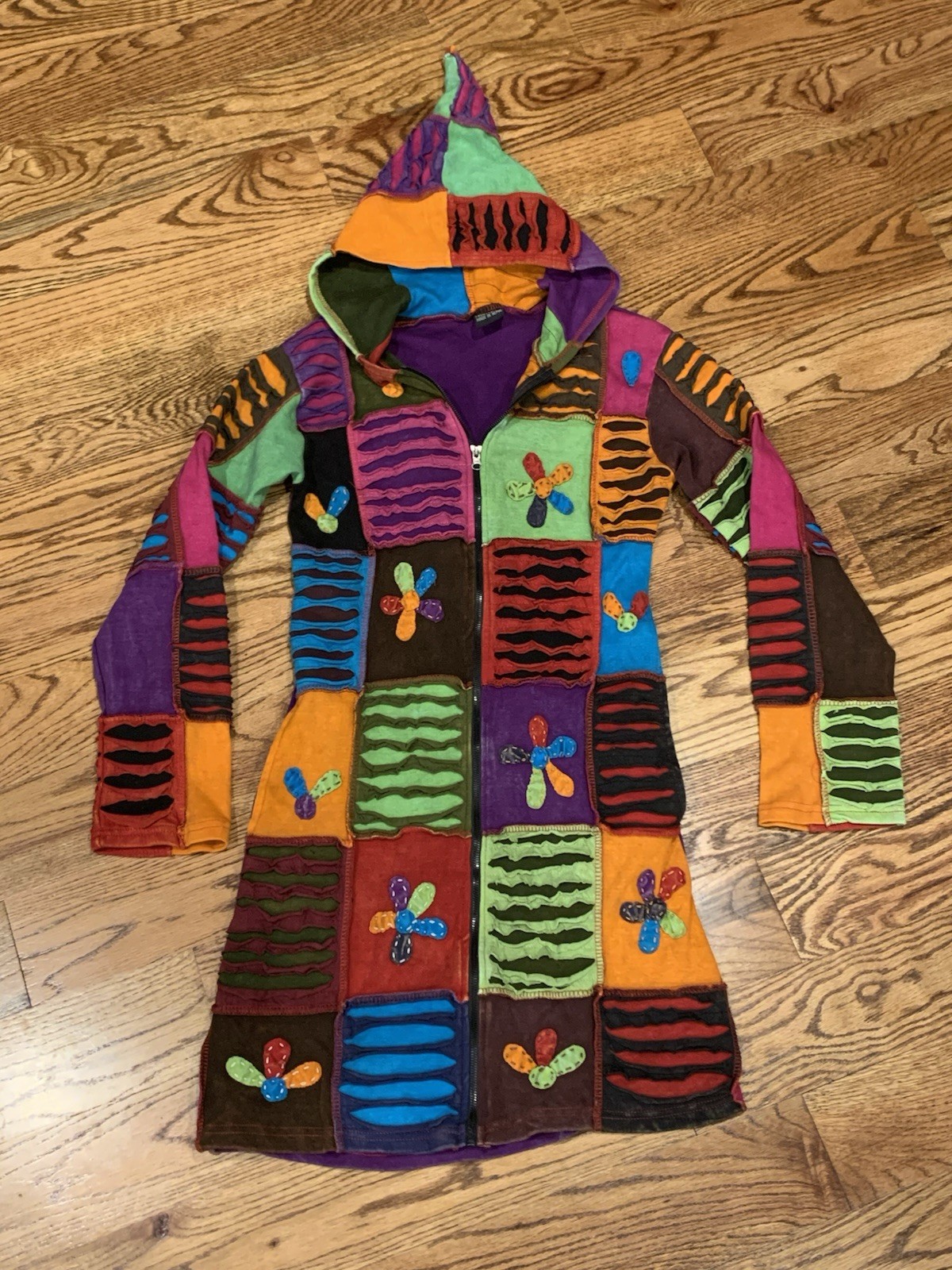 SHOP THERAPY Patchwork Long Jacket Full Zip Boho … - image 2