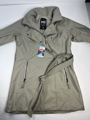 NEW Helly Hansen Women's Wesley II Rain Trench Coat Jacket Size Large Beige Tan