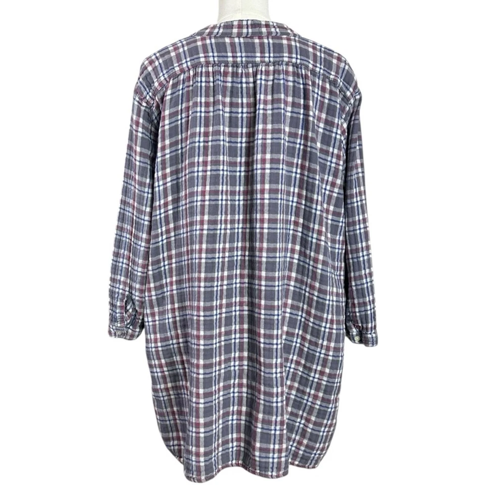 Top túnica CP Shades XL Dakota doble gasa algodón gris a cuadros manga larga Foto 4 de 4