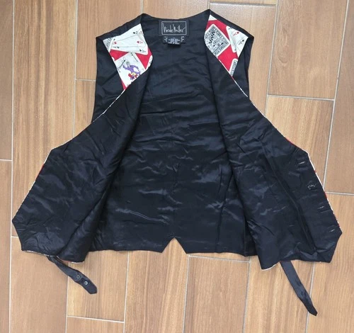 Nicole Miller Vintage 1990's Silk Vest Men's Large Slim Fit Casino Playing Cards image 3