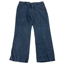 Tommy Hilfiger Wide Leg Black High Waisted Linen Pants Breezy Flowy Women's 16