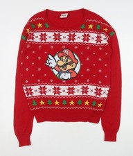 Super Mario Men's Red XL Christmas Jumper Pullover Knit