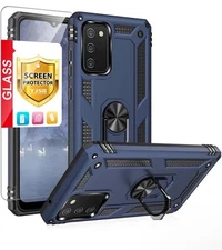 TJS Compatible with Samsung Galaxy A03S Case, with Tempered Glass Screen Pr