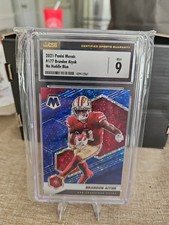 2021 Panini Mosaic Brandon Aiyuk #177 No Huddle Mosaic Blue Prizm 74/75 CSG 9