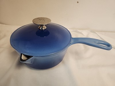 Tim Love Collection (TLC) Blue Enamel Coated Cast Iron 7 1/2  Saucepan w/Lid