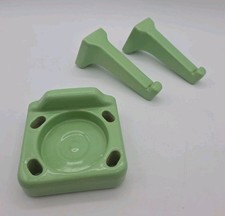 Vintage Porcelain Wall Mount Bathroom Fixtures Ming Green Toothbrush Cup Shelf