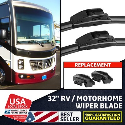 2X 12x4 Hook Arms 32'' Frond Windshield Wiper blades long service life NEW BLACK