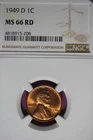 1949 D - NGC MS66 RD LINCOLN WHEAT CENT #B51766