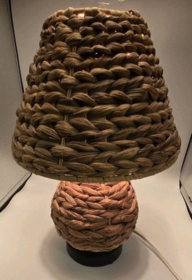 Woven Natural Knotted Seagrass Table Lamp With Shade Works