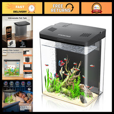 Self-Cleaning 1.2 Gallon Desktop Aquarium with LED Light Quiet Pump for Betta,