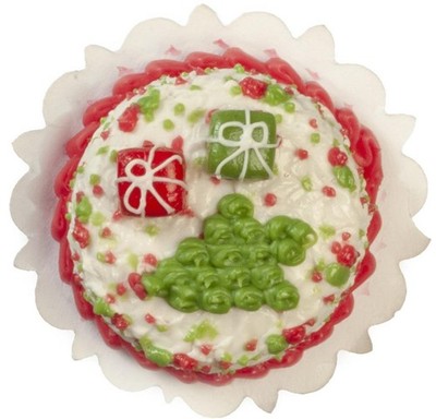 Puppenstube Weihnachtstorte Royal Icing 1:12 festlich Backladen Laden Zubehör