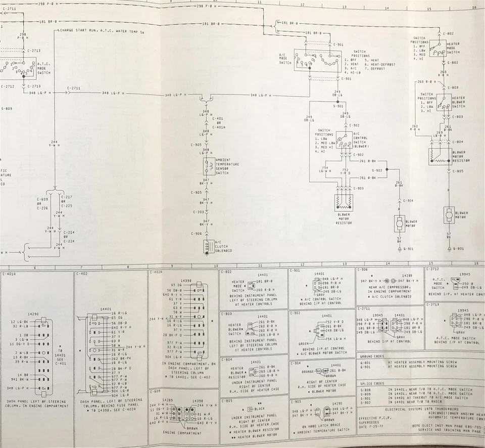 1978 Ford Thunderbird diagrama de fiação elétrica dobrável 78 T Bird fabricante de equipamento original de fábrica - Imagem 2 de 3