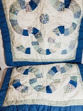 2 Quilted Pillow Shams 28 x23 Country Blue Cottage Patchwork Fits 20x26