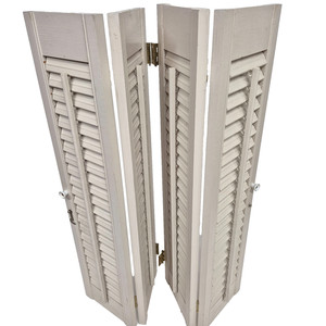 Wood Interior Louver Plantation Window Shutters 27" Tall x 26 1/2" Wide Vintage