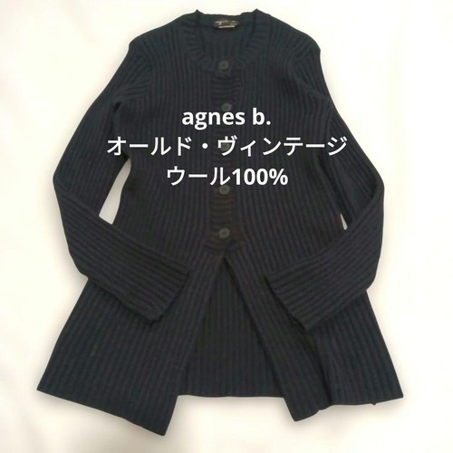 Agnès b., 90s Vintage Agnes b. 100% Wool Long Cardigan Dark Navy Size S-M