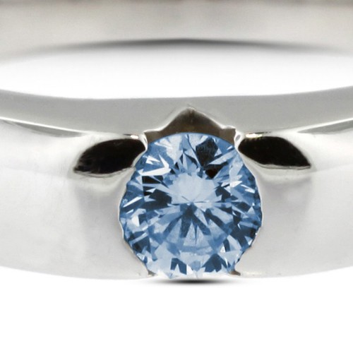 0.57ct Blue SI1 Round Natural Certified Diamond 14k Solitaire Engagement Ring - Picture 10 of 15