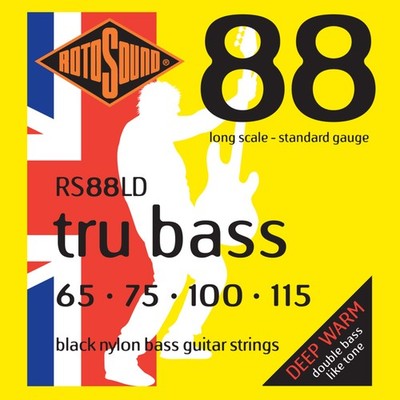 Rotosound Bass Saiten RS88LD, 4er 65-115 Tru Bass 88, Black Nylon Flat