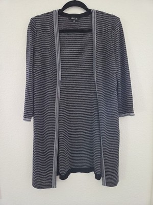 Womens Misook Metallic Black And Silver Open Front Cardigan  Sz Ps