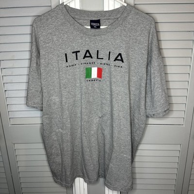 Vintage Venezia Italia Gray Graphic Tee Italia Flag Men s 2XL Crew Neck