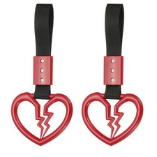 2Pcs Broken Heart Shaped Car Handle Straps for Auto, Red