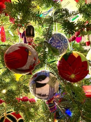 Chickadee Needle Felted Ornament Handmade Wool
