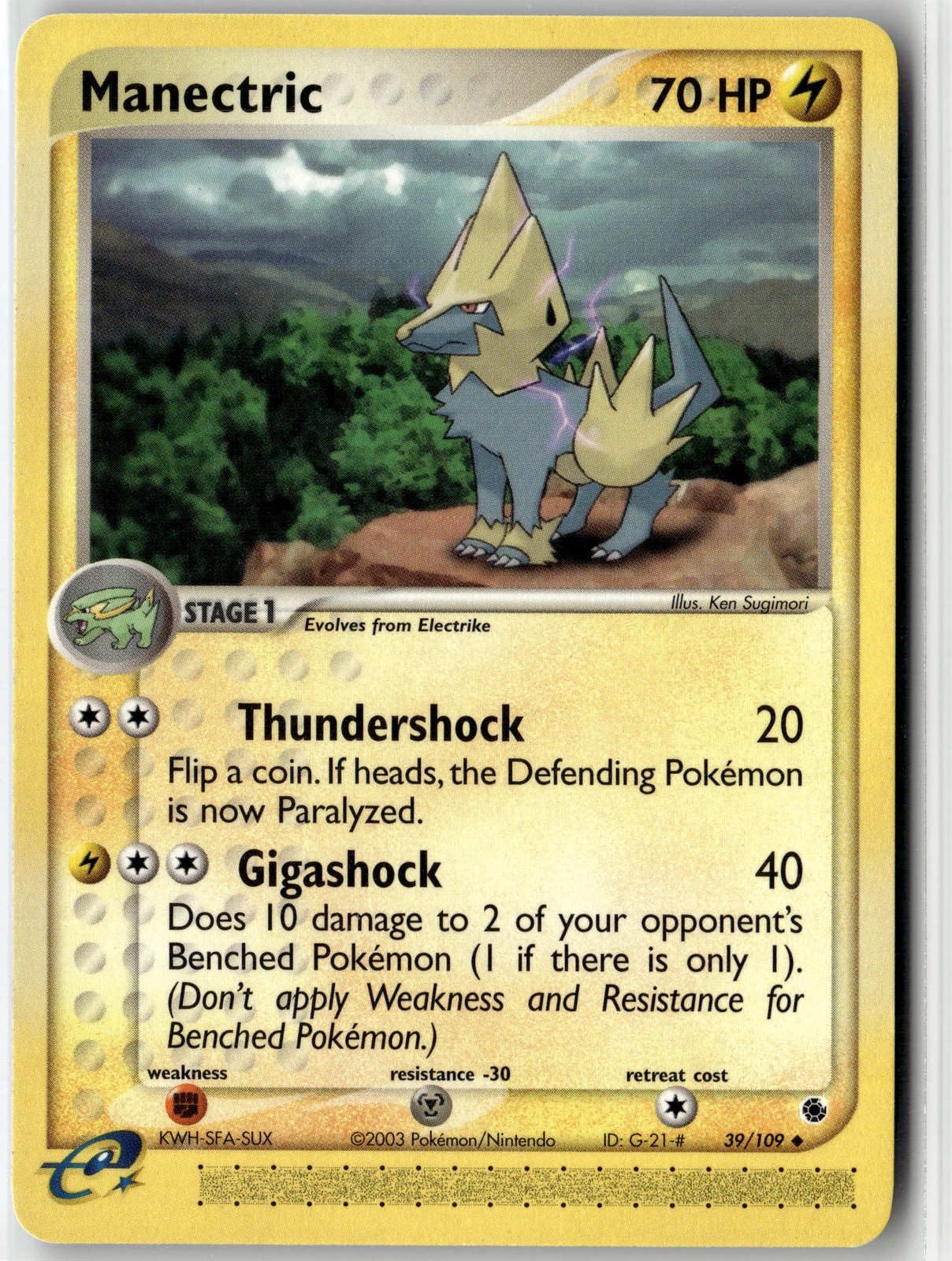 Manectric Uncommon Ruby and Sapphire 39/109 NM