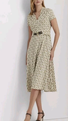 HERMÈS Abito georgette stampa equitazione Ralph Lauren Horsebit Preppy lusso vecchi so