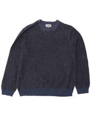 Marks & Spencer Herren Rundhals Pullover Sweater XL Navy Blau Geometrisch DR17