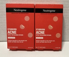 2 PACKS Neutrogena Stubborn Acne Ultra-Thin Hydrocolloid Blemish Patch,24 ct ea