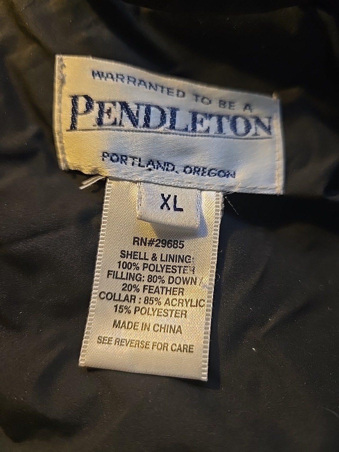 Pendleton Black Removable Fur Collar Down Quilted… - image 12