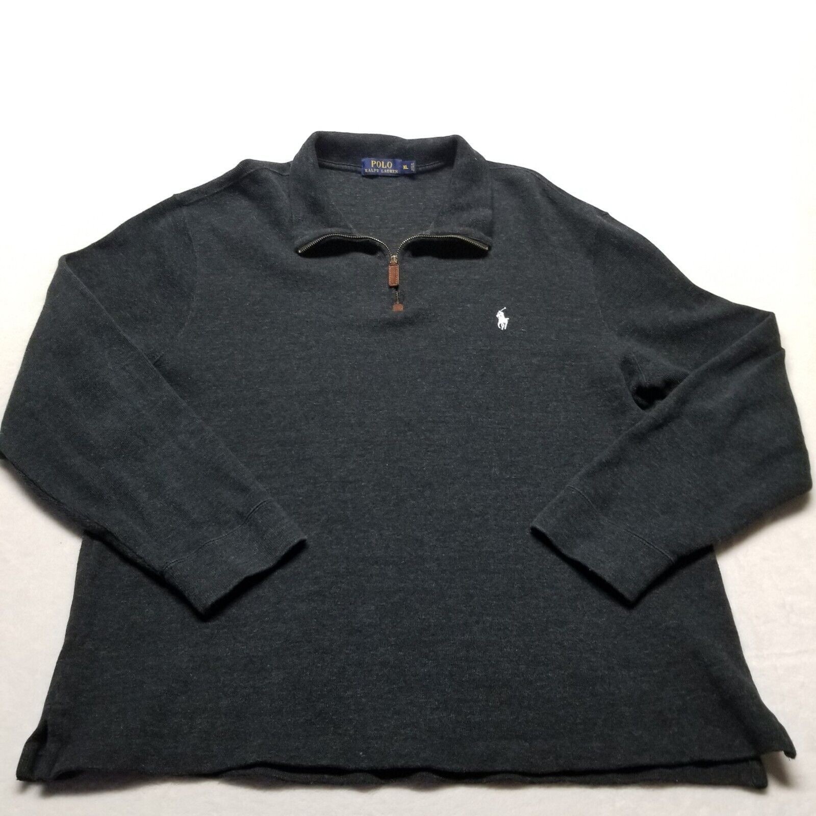 Polo Ralph Lauren uomo XL maglione felpa 1 4 zip nero bianco pony preppy