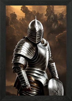 Gerahmtes Wandbild Ritter in Rüstung Krieger Poster Leinwanddruck Bild