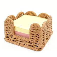 Sticky Note Holder, 3 x 3 Inch Paper Rope Woven Sticky Note Dispenser, Post It
