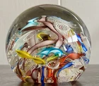 Vintage Murano Latticino Millefiori Glass Paperweight 3” Size Perfect.