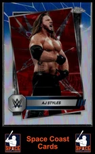 2025 Topps Chrome WWE #37 AJ Styles Red & Blue Refractor