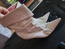 Boots Schuh Ankle Leather White Size 6.5 EU 40, 9.5cm Heel