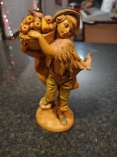 Vintage Fontanini Nativity 5" Figure "Seth", Boy w Basket of Fruit 1987, Italy