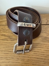 Levi’s Brown Leather Belt with Metal Buckle - Real Leather - Size XL 42”/107cm