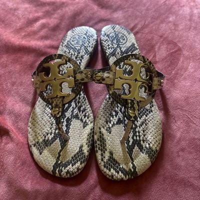 Burch Shoes | Tory Burch Python-Print Miller Sandals With Gold 