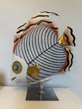 1980s Oggetti Mangani Nautical Fish Porcelain Sculpture Large 17" on Stand
