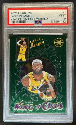 2021-22 Illusions LeBron James King of Cards Emerald #1 Lakers PSA 9
