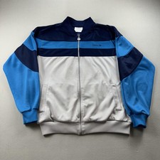Vintage Adidas Track Jacket Mens Large Blue Gray Full Zip Trefoil Logo Sport 80s