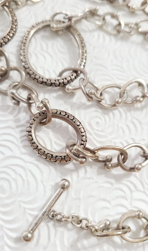 Collar Michael Dawkins Plata Esterlina Noche Estrellada Eslabón Ovalado Firmado 24" Foto 2 de 3