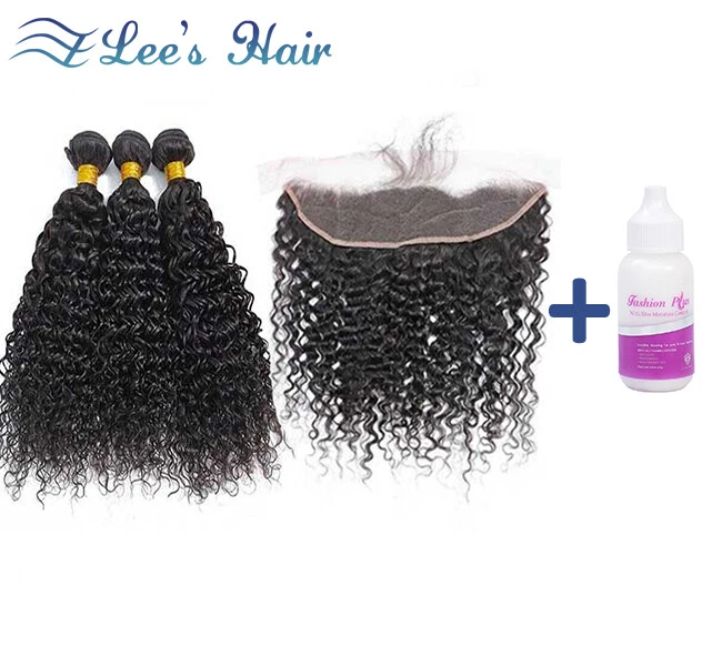 Paquetes de cabello humano rizado rizado rizado con cierre paquetes de ondas rizadas con cabello frontal Foto 3 de 4