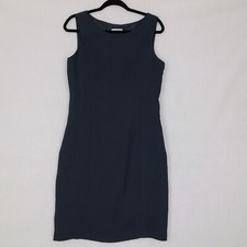 Calvin Klein Womens Dress 10 Grey Sleeveless Career Sheath Wide Neck Side Zipper